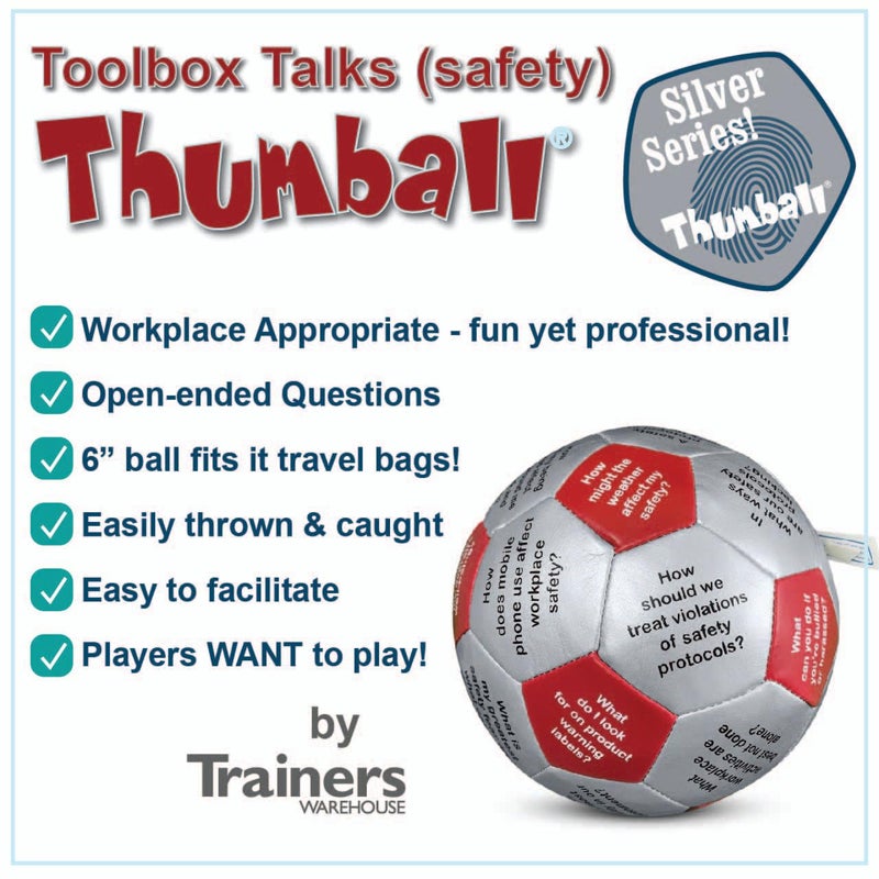 Trainers Warehouse أداة بناء الفريق - كرة السلامة من ترينرز ويرهوس - 6" لعبة كاسر الجليد باللون الأحمر | نشاط بناء الفريق - ضمان أماكن عمل آمنة | 32 محفز للمحادثة - Image 2